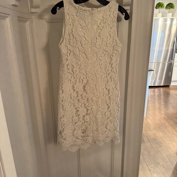 Lauren Ralph Lauren Lace Crochet Floral White Sheath Shift Sleeveless Dress 8P - Picture 3 of 9